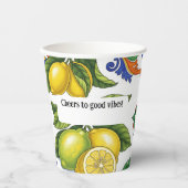 Paper Cups Set with Lemon Print – Mediterranean Pappbecher (Vorderseite)