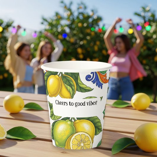 Paper Cups Set with Lemon Print – Mediterranean Pappbecher
