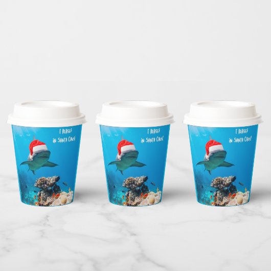 Paper cups, Shark Christmas Pappbecher (Multi)