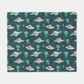 Paper Cut Out Aliens and UFOs Blanket Fleecedecke (Vorderseite (Horizontal))