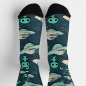 Paper Cut Out Aliens and UFOs Socken (Oben)