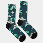 Paper Cut Out Aliens and UFOs Socken (Rechts)