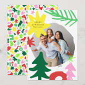 Paper Cutouts Moderne Abstrakte Weihnachtsfotokart Feiertagskarte (Vorne/Hinten)