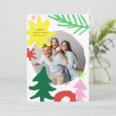 Paper Cutouts Moderne Abstrakte Weihnachtsfotokart Feiertagskarte (Stehend Vorderseite)