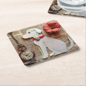 Paper Dog Coaster Rechteckiger Pappuntersetzer (angewinkelt)