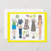 Paper Doll Postcard MOD DOLLIES HOLLY Postkarte (Vorne/Hinten)