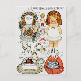 Paper Dolly Queen of the May Paper Doll Postcard Postkarte