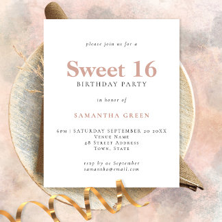 PAPER Einfache Textblüte Sweet 16 Geburtstag Einla Flyer