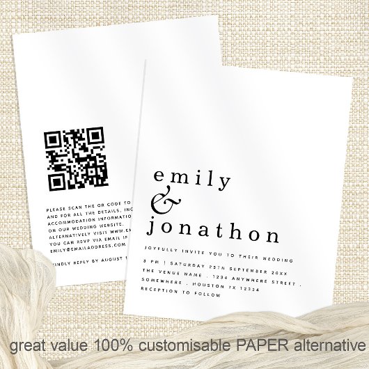 PAPER Einfaches QR Code Hochzeitsempfang Flyer