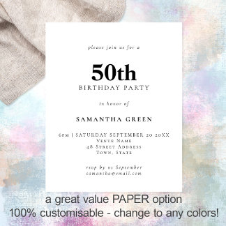 PAPER Einfaches Textsymbol, Farbe 50. Geburtstag E Flyer