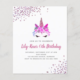 PAPER Einhorn Face Glitzer Geburtstagseinladung Flyer