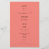 PAPER Elegant Coral Rose Script Wedding Programm Flyer (Hinten)