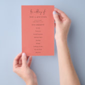 PAPER Elegant Coral Rose Script Wedding Programm Flyer (Handgriff)