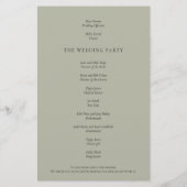 PAPER Elegant Pale Sage Green Wedding Program Flyer (Hinten)