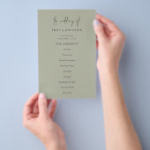 PAPER Elegant Pale Sage Green Wedding Program Flyer (Handgriff)