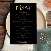 PAPER Elegante Gold Script Black Wedding Menü