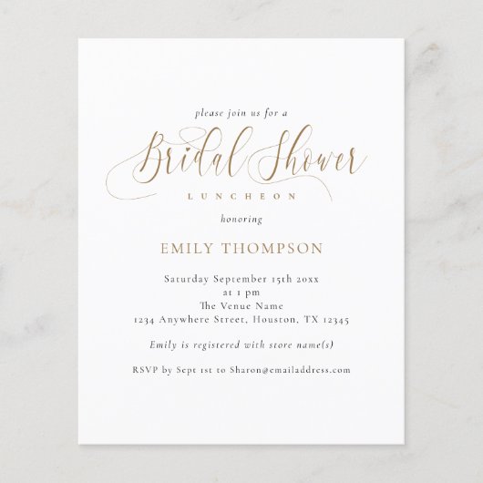 PAPER Elegantes Kalligrafie Brautparty Einladung Flyer (Vorne)