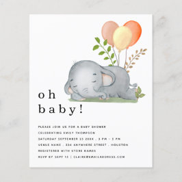 PAPER Elephant Asleep Yellow Baby Dusche laden Flyer
