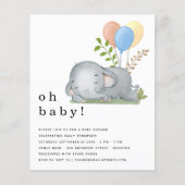 PAPER Elephant Blue Boy Baby Dusche einladen Flyer (Vorne)