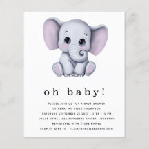 PAPER Elephant Gender Neutral Baby Shower einladen