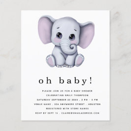 PAPER Elephant Gender Neutral Baby Shower einladen Flyer