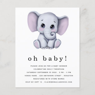 PAPER Elephant Gender Neutral Baby Shower einladen Flyer