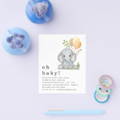 PAPER Elephant Gender Neutral Baby Shower einladen Flyer (Einzeln)