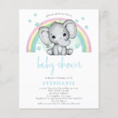 PAPER Elephant Rainbow Blue Baby Dusche Flyer (Vorne)