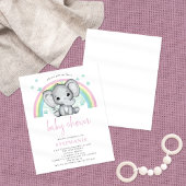 PAPER Elephant Rainbow Pink Baby Dusche Flyer