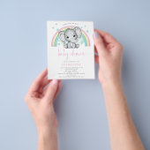 PAPER Elephant Rainbow Pink Baby Dusche Flyer (Gruppe)