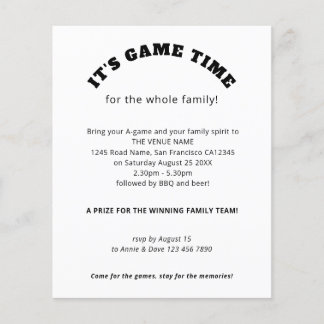 PAPER Familienspiele Tag Slogan Schwarz-weiß Flyer