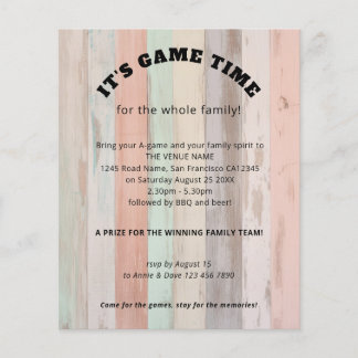 PAPER Family Games Day Slogan Colored Wood Flyer