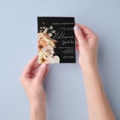 PAPER Floral Pumpkin Script Halloween-Party Black Flyer (Gruppe)