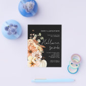 PAPER Floral Pumpkin Script Halloween-Party Black Flyer (Einzeln)