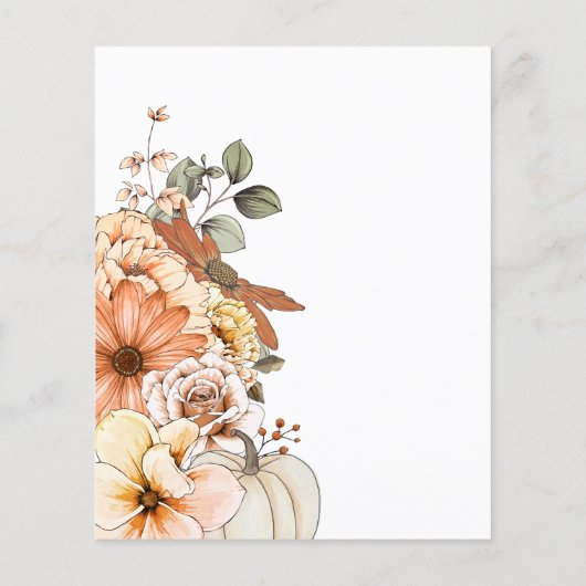 PAPER Floral Pumpkin Script Halloween-Party White Flyer (Hinten)