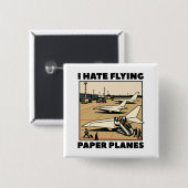 Paper Flugzeug Boarding Spaß Paper Airlines Button (Vorne & Hinten)