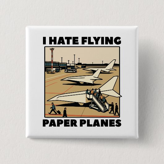 Paper Flugzeug Boarding Spaß Paper Airlines Button (Vorderseite)
