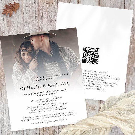 PAPER Foto Overlay QR Bohemisch Wedding Einladung Flyer