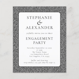 PAPER Glitzer Silver White Engagement Party Invii Flyer