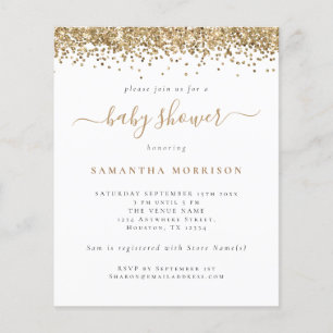 PAPER Gold Glitter Girl or Boy Baby Shower Flyer