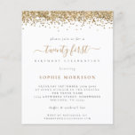 PAPER Gold Glitter Twenty First Party Flyer<br><div class="desc">Gold Glitter Twenty First Party lädt ein. A great value PAPER (not card) alternative WITHOUT ENWICKES at SMALLER size 4.5" x 5.6" and at budget price. (Standard A6 enwickes are the nearest size to fit) Glam style with a border of falsch gold glitter at the top on each side, and...</div>