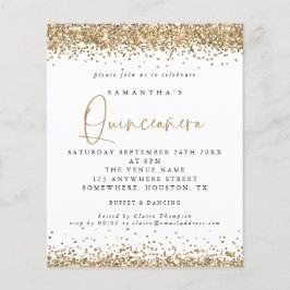 PAPER Gold Glitzer Quinceañera 15. Geburtstagspart Flyer