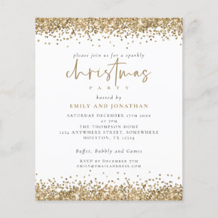 PAPER Gold Glitzer Script Weihnachts-Party Einladu Flyer