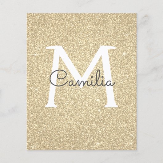 Paper Gold Glitzern Monogram Quinceanera Flyer (Vorne)