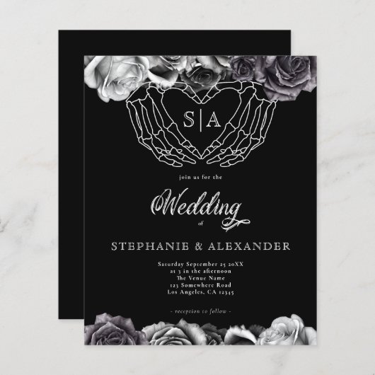 PAPER Gothic Monogram Rose Skeletthandschuhe (Vorne/Hinten)