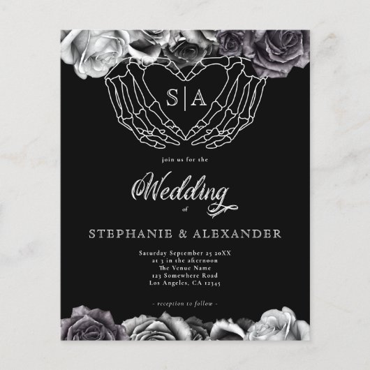 PAPER Gothic Monogram Rose Skeletthandschuhe (Vorderseite)