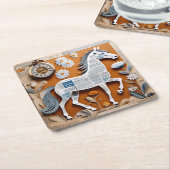 paper horse coaster rechteckiger pappuntersetzer (angewinkelt)