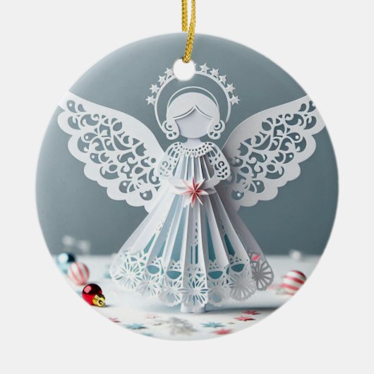 Paper Lace Angel Christmas Crafts Art Keramik Ornament (Vorne)