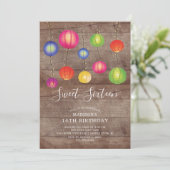 Paper Lantern 16 . Geburtstag zum Geburtstag Einladung (Stehend Vorderseite)