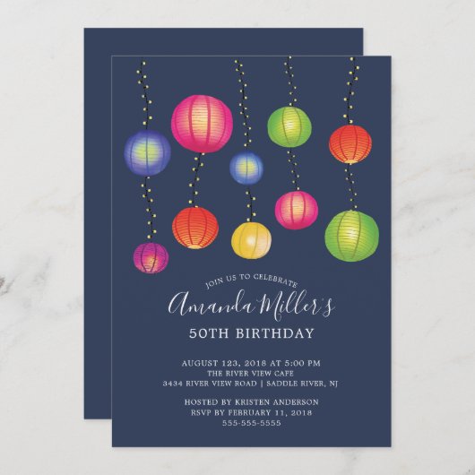 Paper Lantern Sommer Geburtstagsparty Einladung (Vorne/Hinten)